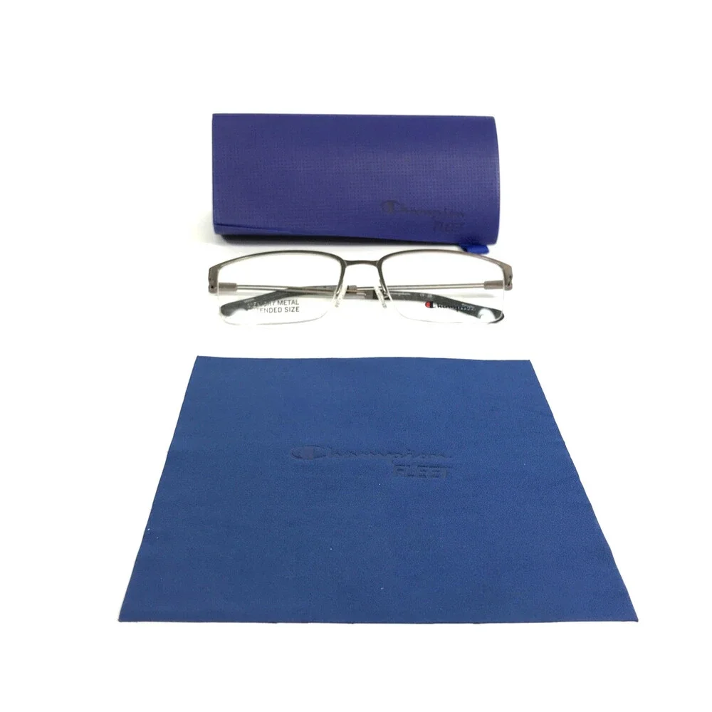 Champion Eyeglasses Frames PUSHX C02 Gunmetal Rectangle Half Rim 61-19-150